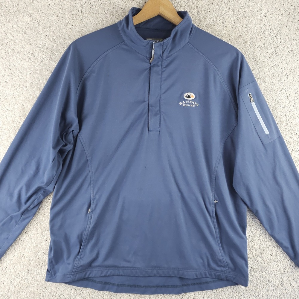 Peter Millar Crown Sport 1/2 Zip Pullover Microsuede Bandon Dunes Golf Sz Large
